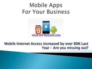 Mobile Internet Access increased by over 80% Last
                      Year – Are you missing out?
 