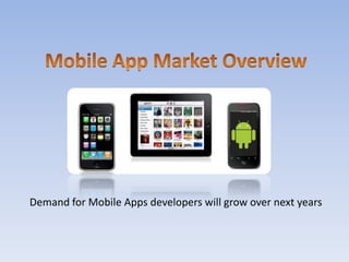 Mobile App Market Overview  Demand for Mobile Apps developers will grow over next years 