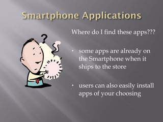 Where do I find these apps??? some apps are already on the Smartphone when it ships to the store users can also easily install apps of your choosing ? 