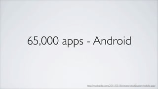 65,000 apps - Android


            http://mashable.com/2011/03/18/create-blockbuster-mobile-app/
 