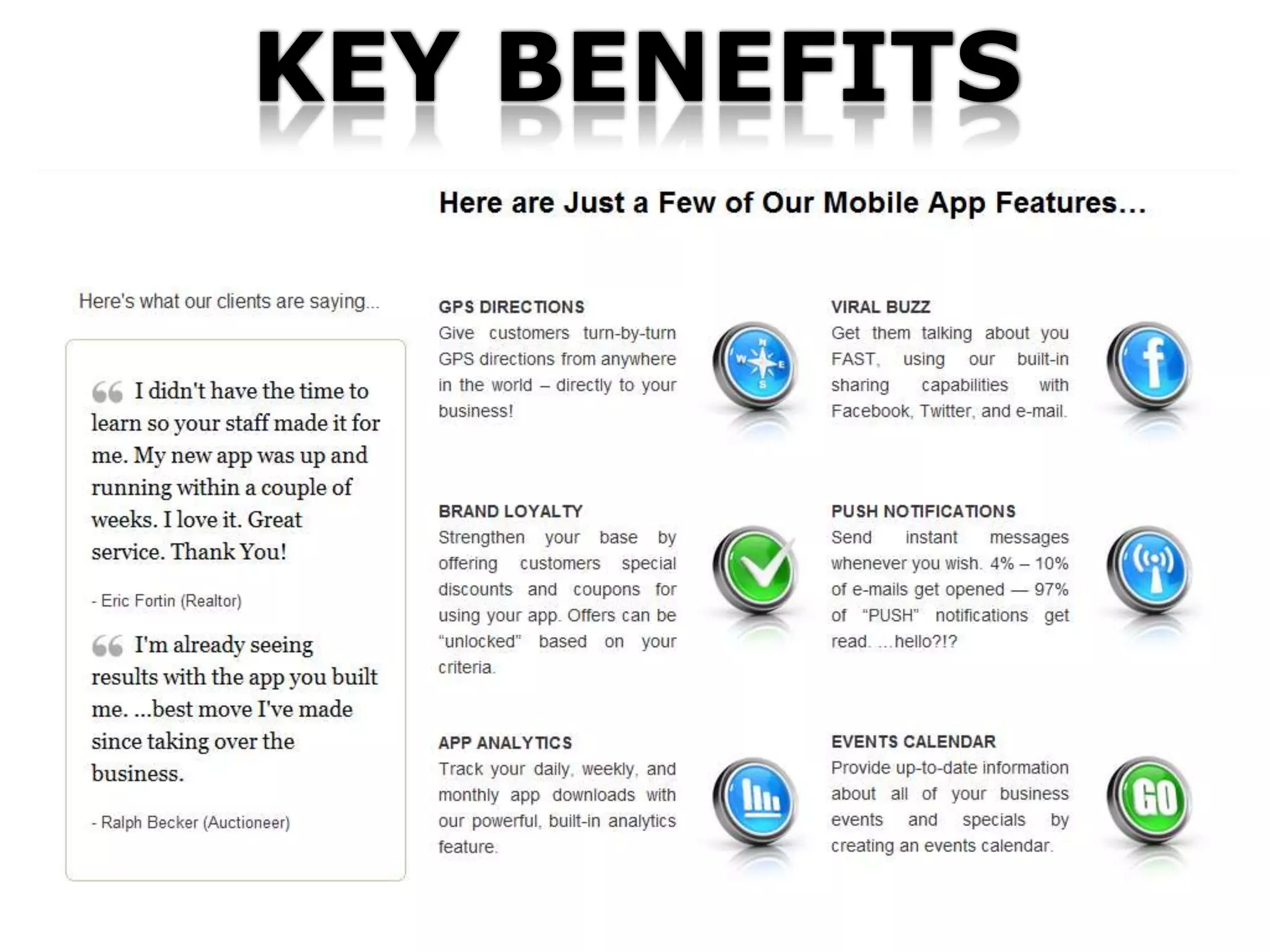 KEY BENEFITS
 