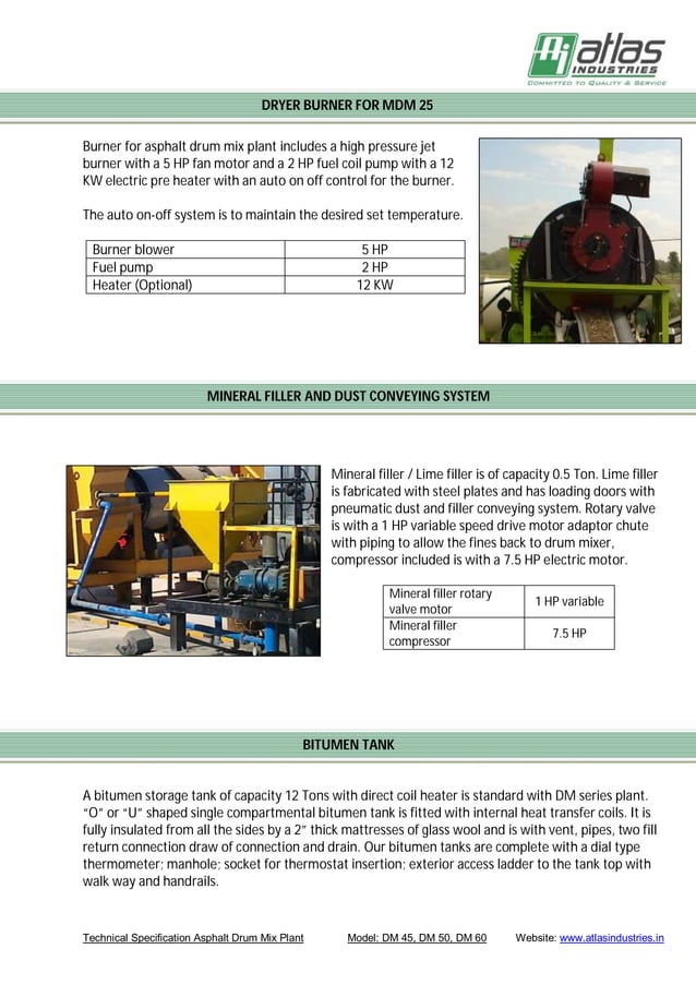 Specifications Mobile Asphalt Drum Mix Plant | PDF