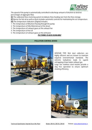 Specifications Mobile Asphalt Drum Mix Plant | PDF
