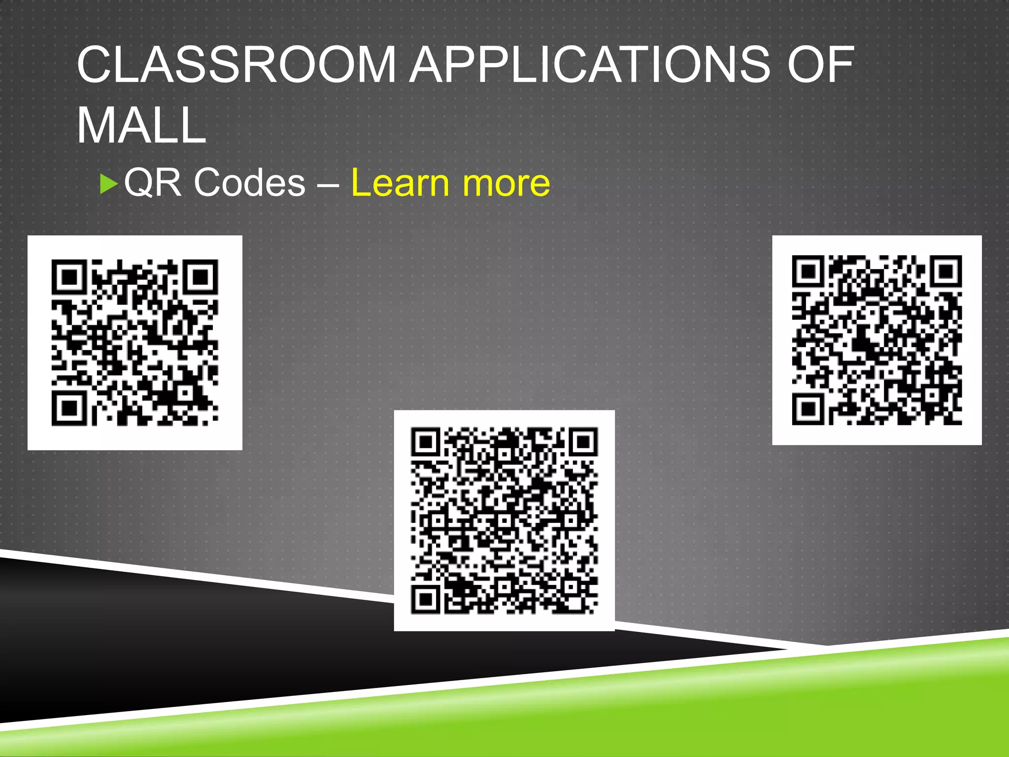 CLASSROOM APPLICATIONS OF
MALL
QR Codes – Learn more
 