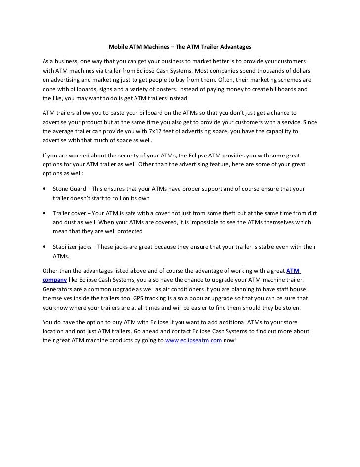 Mobile atm machines the atm trailer advantages