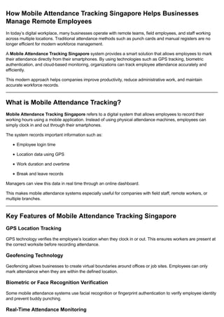 How Mobile Attendance Tracking in Singapore Enhances Remote Workforce ...