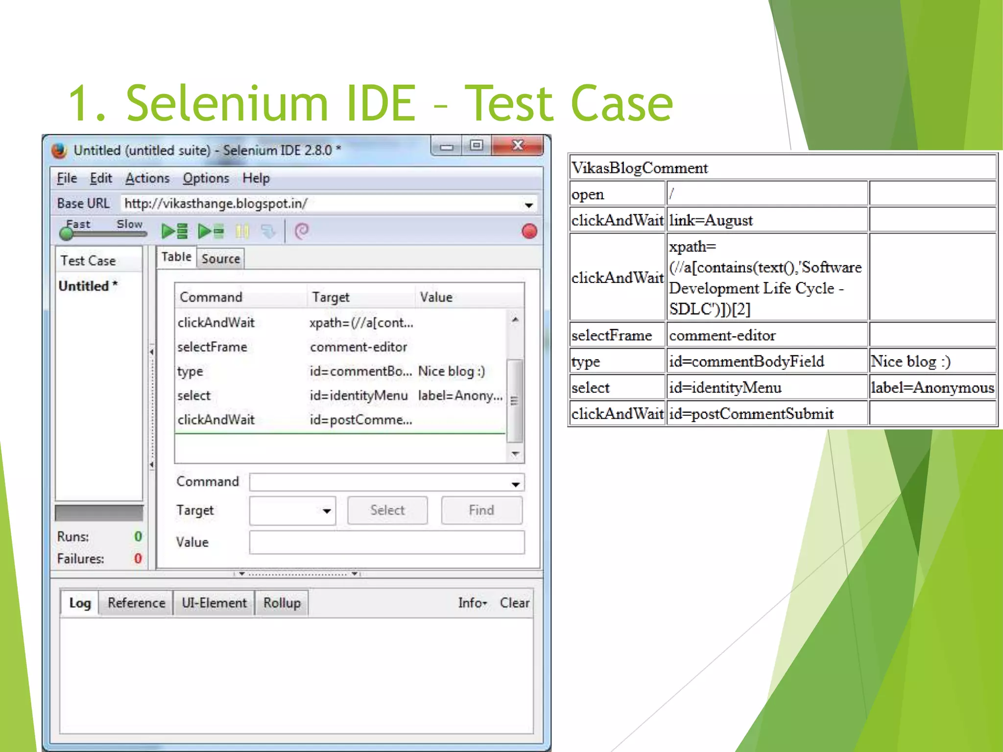 1. Selenium IDE – Test Case 