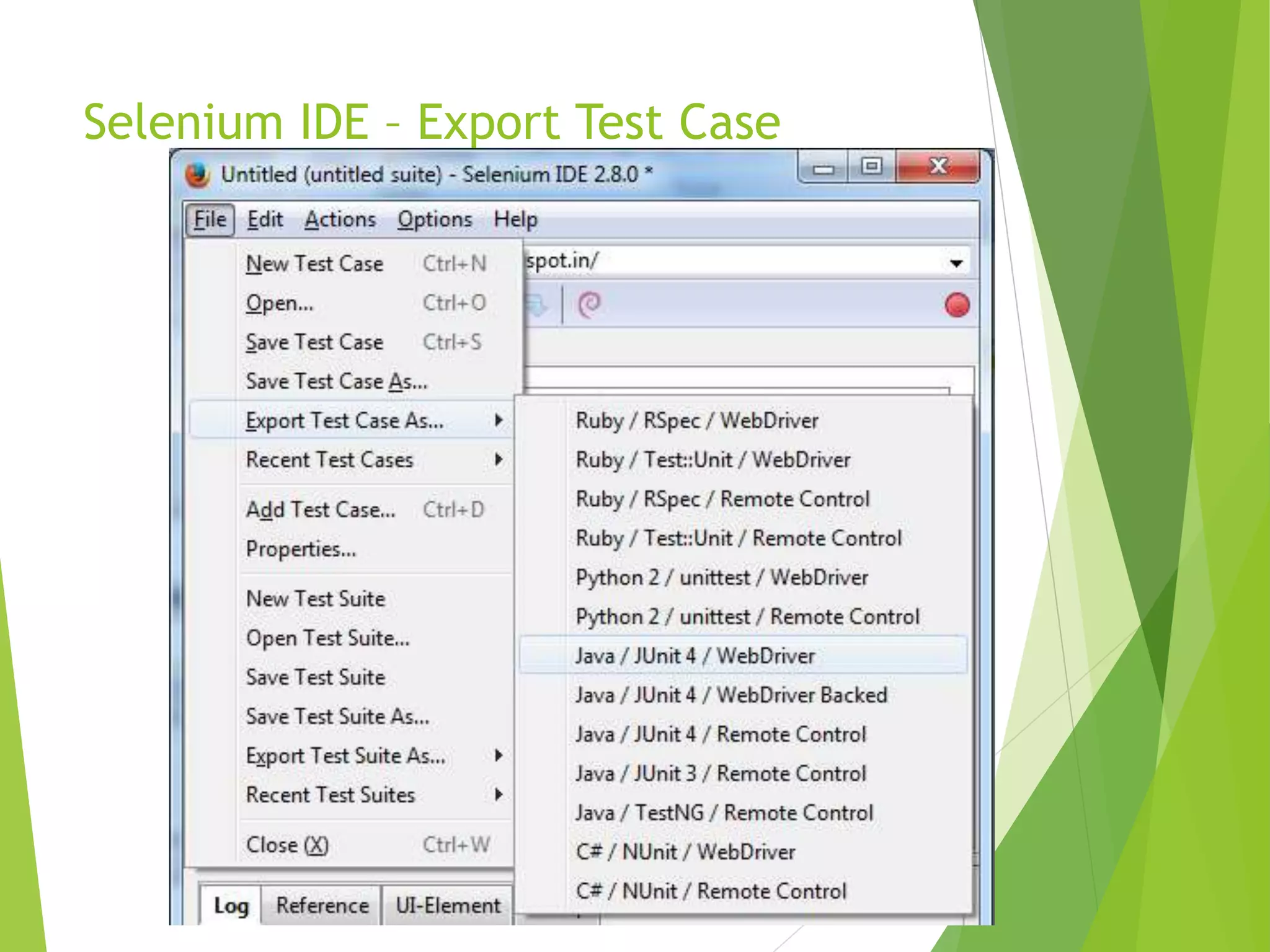 Selenium IDE – Export Test Case 