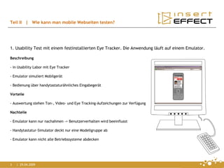 Usability test on mobile devices