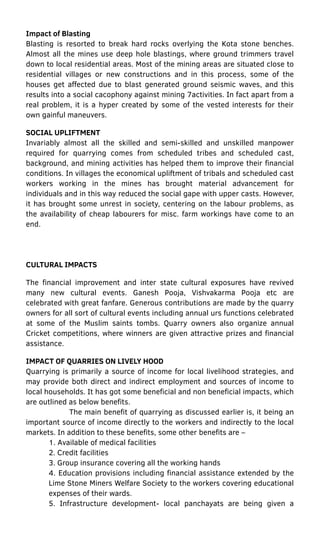 Social Impacts of Kota Stone Mining | PDF