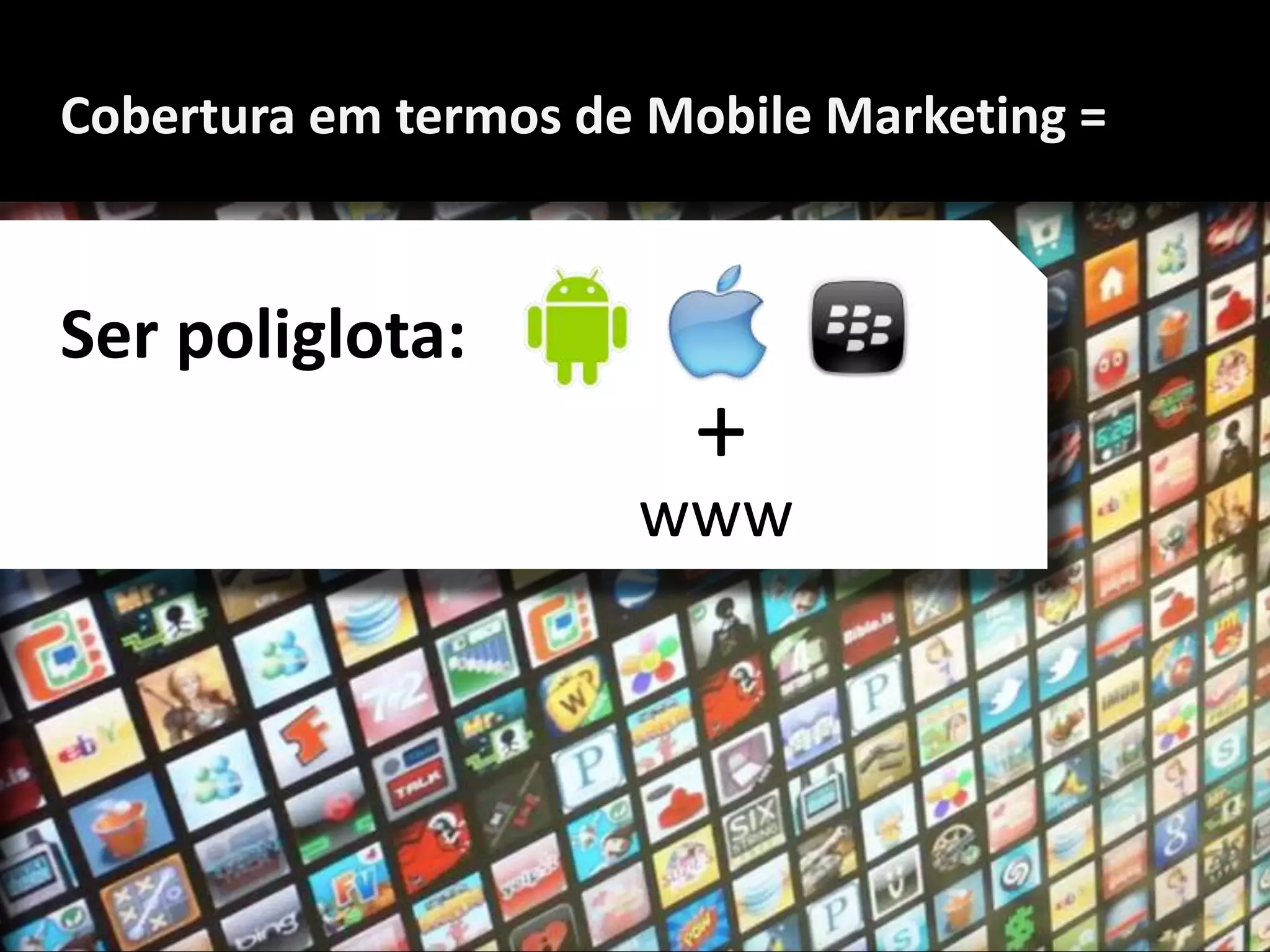 Cobertura em termos de Mobile Marketing =


Ser poliglota:
                        +
                      www
 
