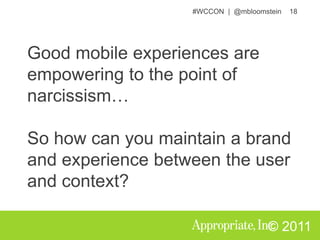Future – “Upcoming”Mobile means (re)focusing.Repeat visitors/contexts