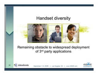 Handset diversity




     Remaining obstacle to widespread deployment
               of 3rd party applications


31
 
