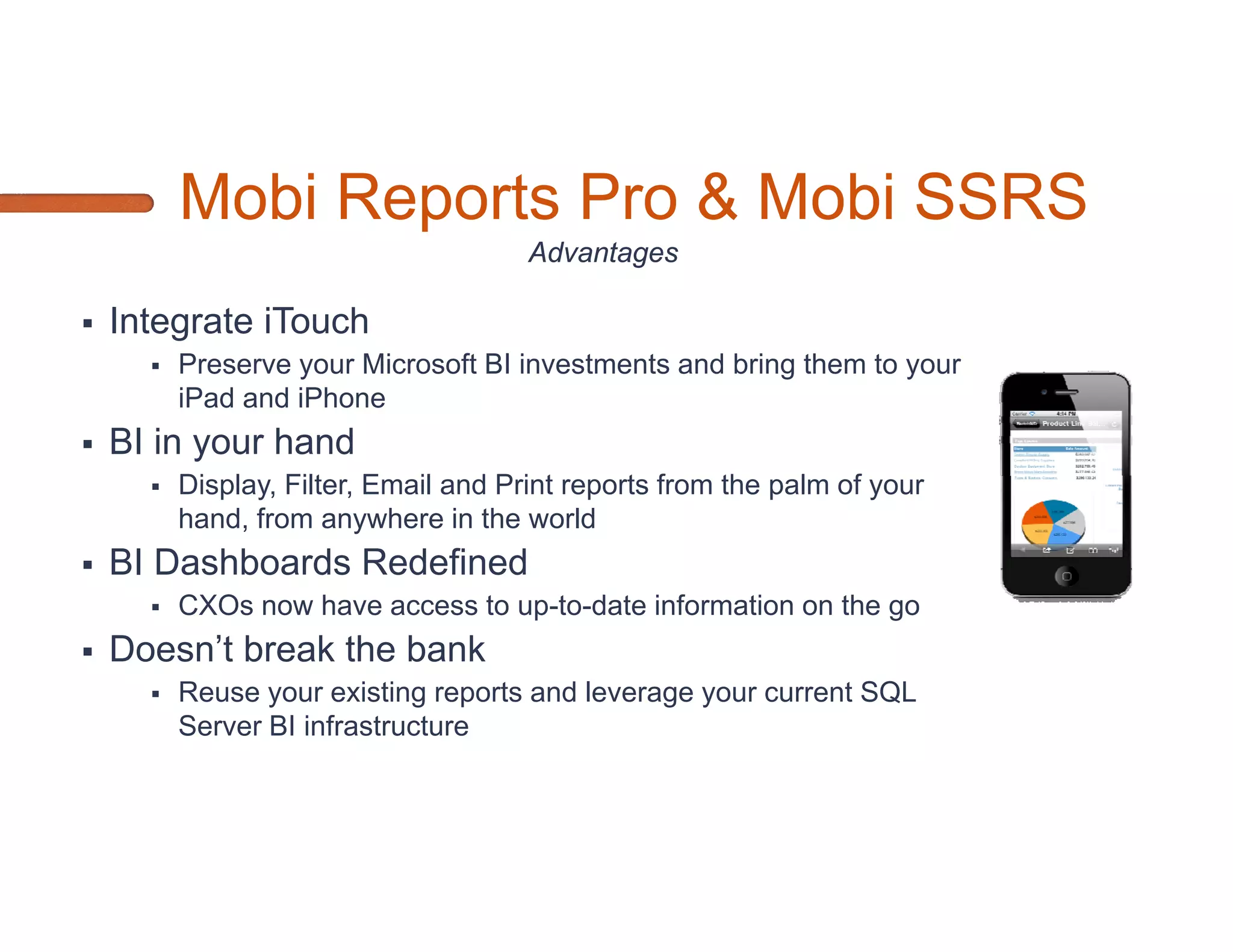 Advanced Visualizations




               Comparative               Trellis
Bullet Graph                 Sparkline
                Bar Chart                Chart
 