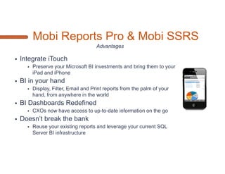 Advanced Visualizations




               Comparative               Trellis
Bullet Graph                 Sparkline
                Bar Chart                Chart
 