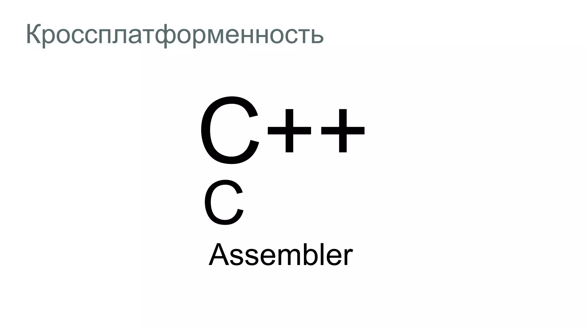 Кроссплатформенность
С
Assembler
 