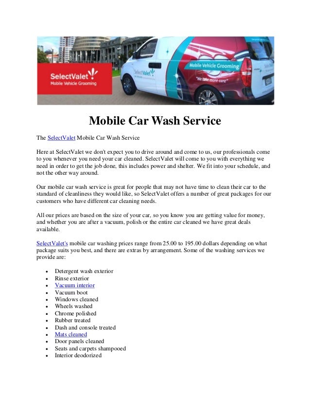 Mobile car wash service
