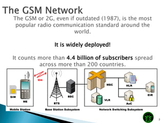 The GSM or 2G, even if outdated (1987), is the most
popular radio communication standard around the
world.
It is widely de...