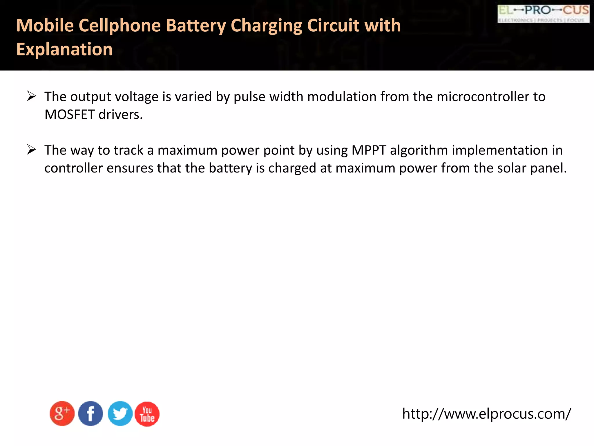 Mobile cellphone battery charging circuit with explanation | PPTX