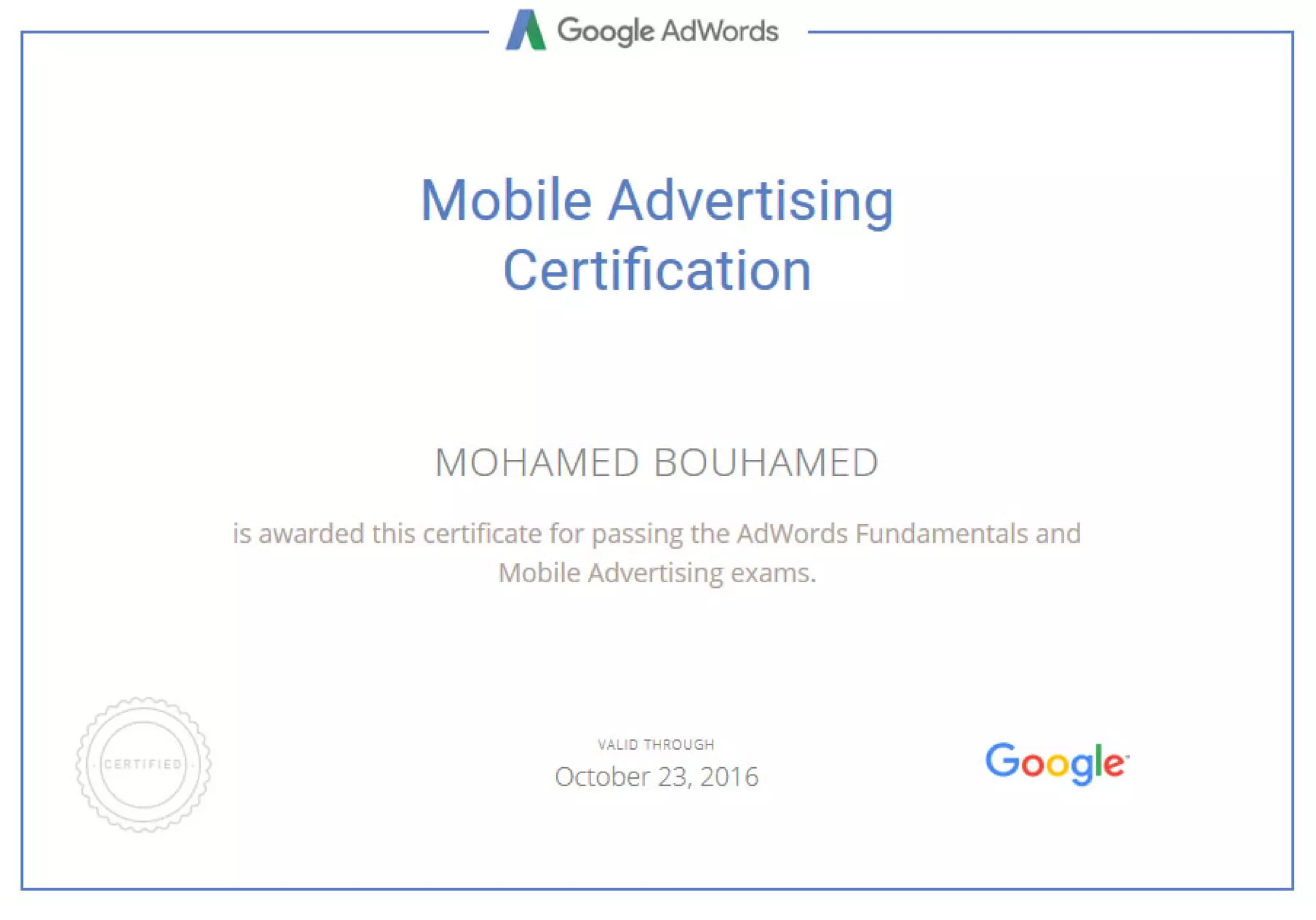 Mobile certified
