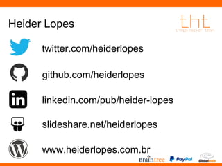 Heider Lopes 
twitter.com/heiderlopes 
github.com/heiderlopes 
linkedin.com/pub/heider-lopes 
slideshare.net/heiderlopes 
www.heiderlopes.com.br 
 