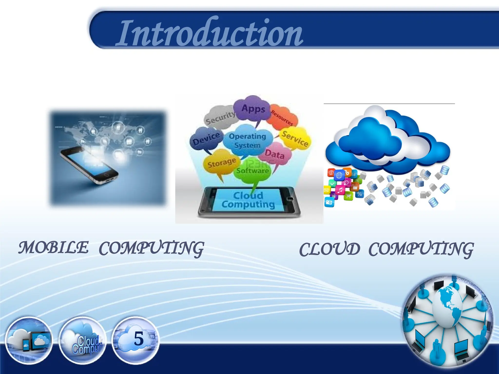 5
Introduction
CLOUD
MOBILE COMPUTING
COMPUTING
 