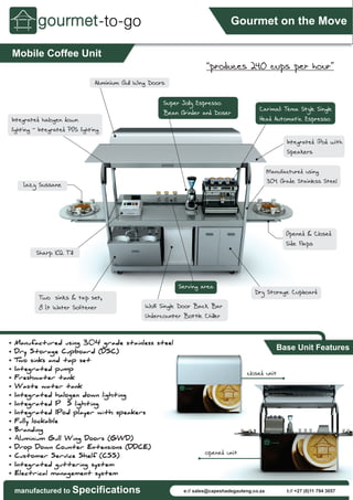 Mobile coffee unit specs 1 pager