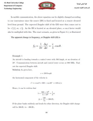 [Type here][Type here]
64
‫كلية‬‫الجامعة‬ ‫الباني‬
‫الحاسبات‬ ‫تقنيات‬ ‫هندسة‬ ‫قسم‬
AL-Bani University College
Department of Computer
Technology Engineering
The apparent change in frequency, or Doppler shift (fd) is
 