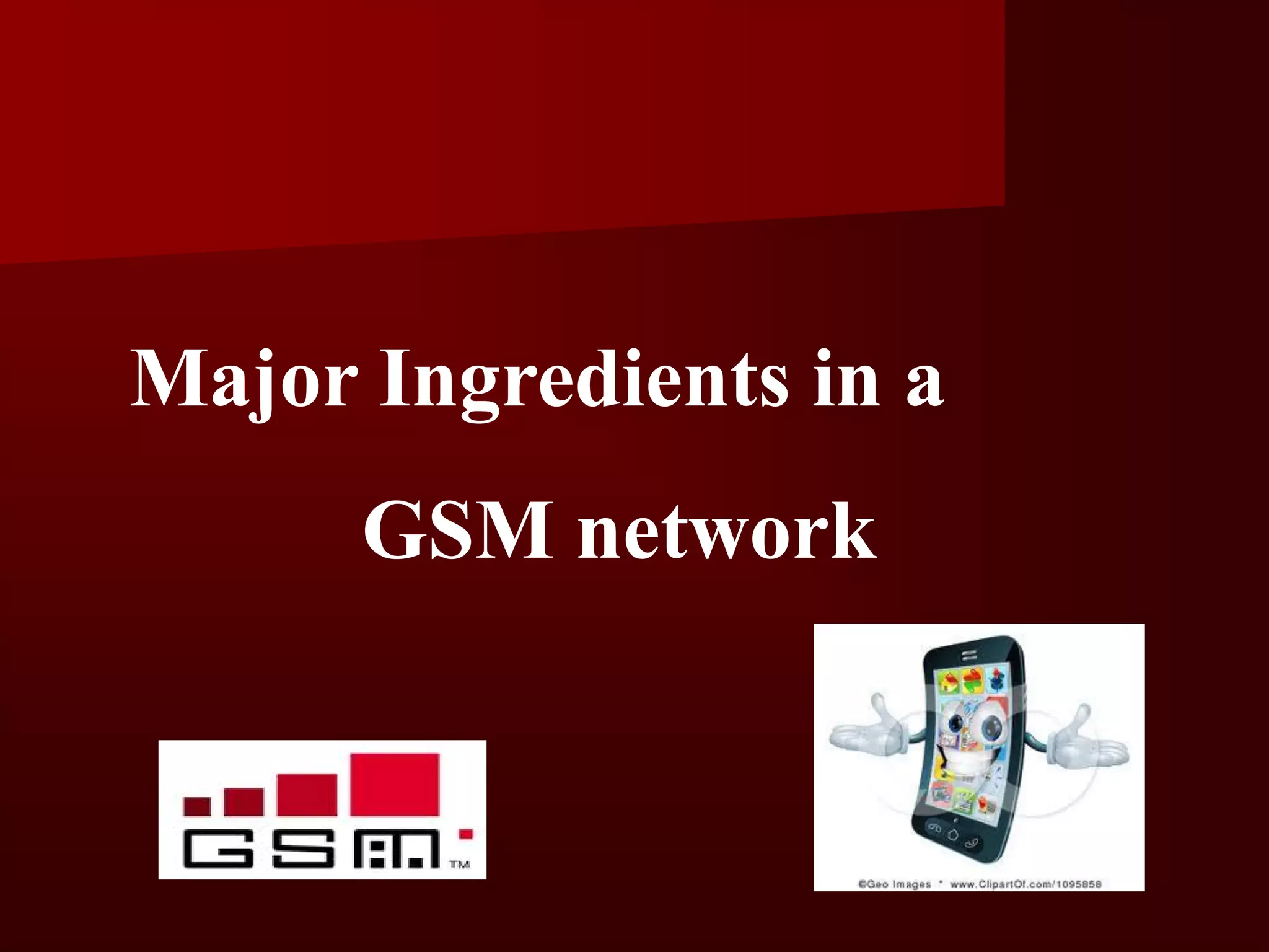 Major Ingredients in a
      GSM network
 