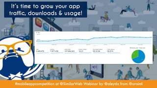 #mobileappcompetition at @SimilarWeb Webinar by @aleyda from @orainti
It’s time to grow your app
traffic, downloads & usag...