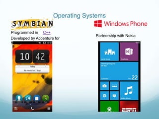 Operating Systems

Programmed in C++
                                   Partnership with Nokia
Developed by Accenture for
Nokia
 