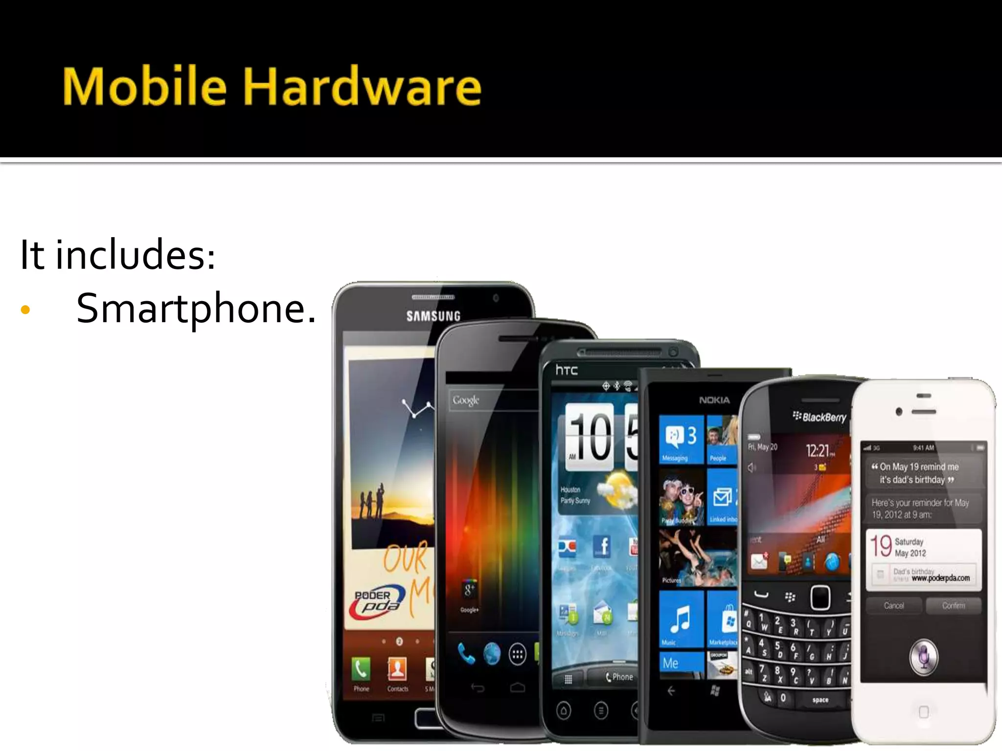 It includes:
• Smartphone.
 