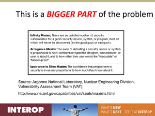 This is a BIGGER PART of the problem




Source: Argonne National Laboratory, Nuclear Engineering Division,
Vulnerability Assessment Team (VAT)
http://www.ne.anl.gov/capabilities/vat/seals/maxims.html
 