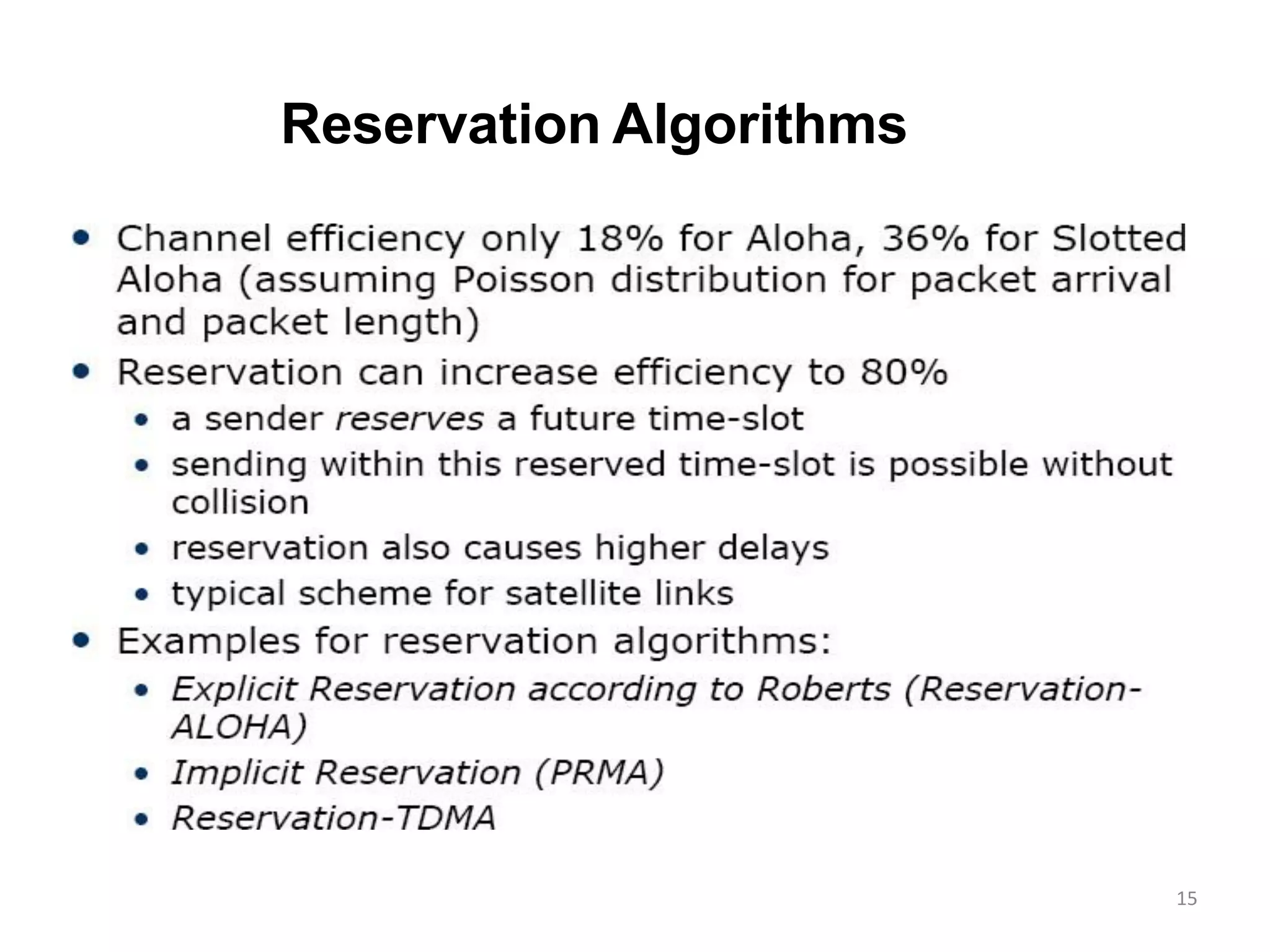 Reservation Algorithms
15
 