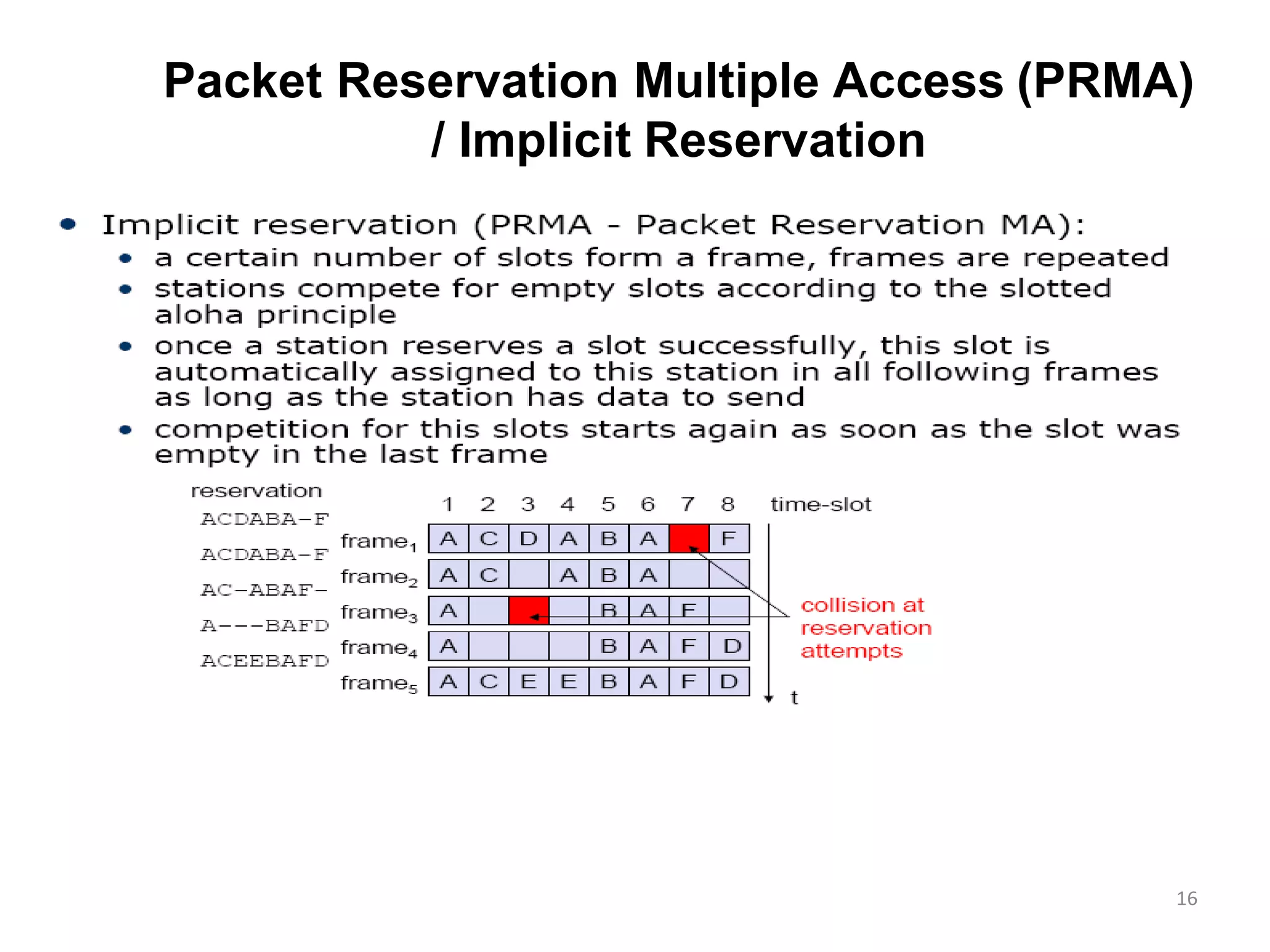 Packet Reservation Multiple Access (PRMA)
/ Implicit Reservation
16
 