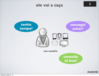 1

ele vai a caça

tenho
tempo?

consegui
achar?

seu usuário

conexão
tá boa?

Monday, October 21, 13

 