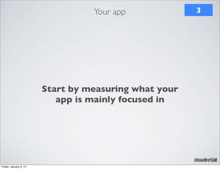 Your app

Start by measuring what your
app is mainly focused in

Friday, January 3, 14

3

 