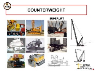 COUNTERWEIGHT
SUPERLIFT
Sobre ruedas, estructura giratoria, pluma de celosía y
equipo especial
 