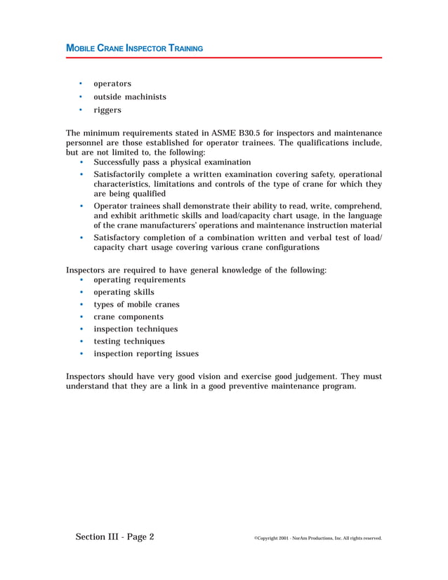 Mobile Crane Inspector Training Student Manual Pdf