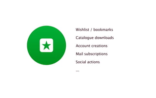 Wishlist / bookmarks 
Catalogue downloads 
Account creations 
Mail subscriptions 
Social actions 
... 
 