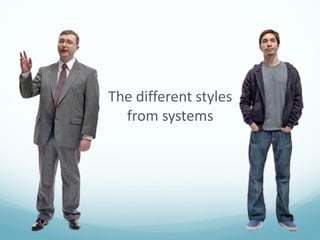 The different styles
  from systems
 