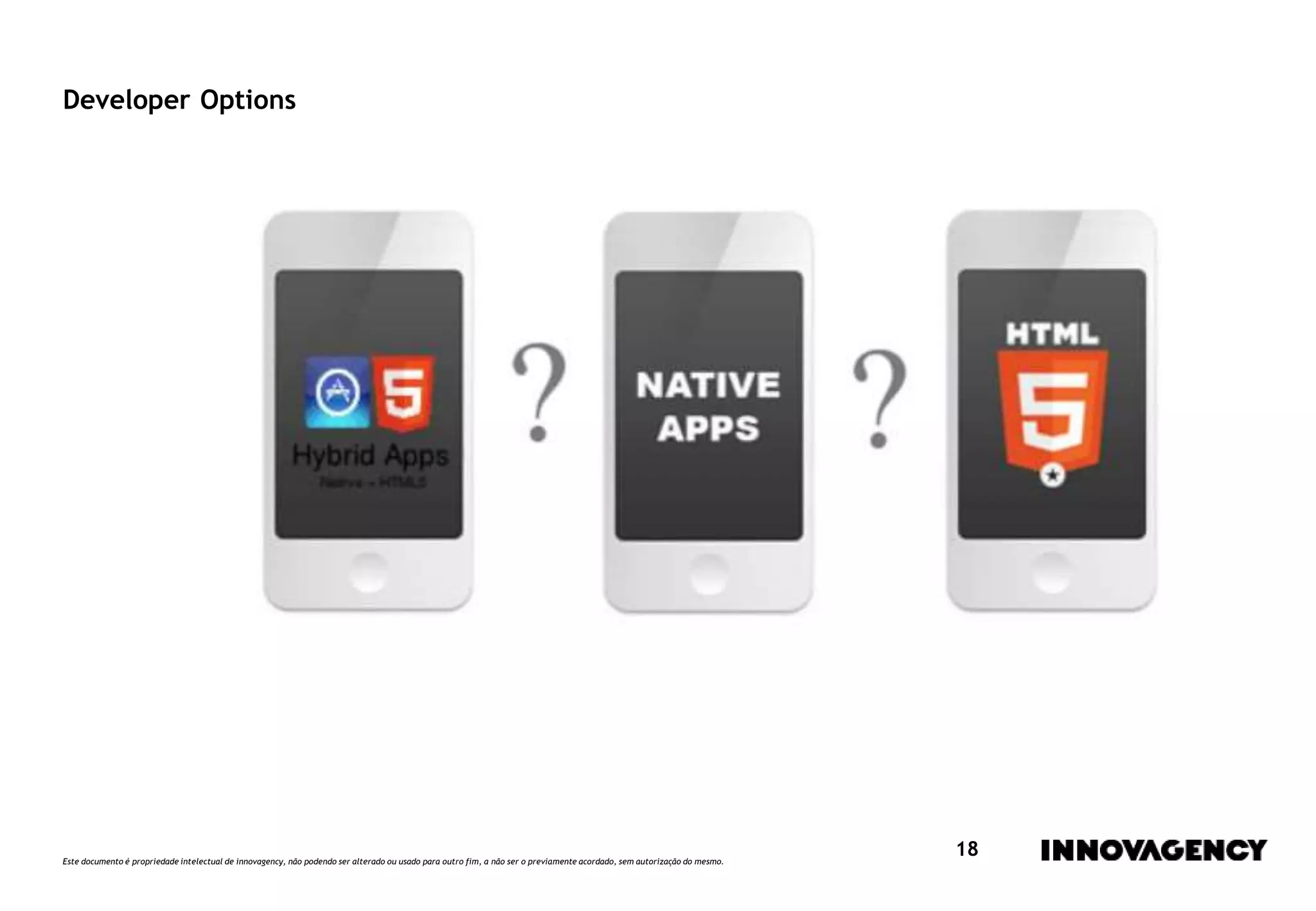Este documento é propriedade intelectual de innovagency, não podendo ser alterado ou usado para outro fim, a não ser o previamente acordado, sem autorização do mesmo.
18
Developer Options
 
