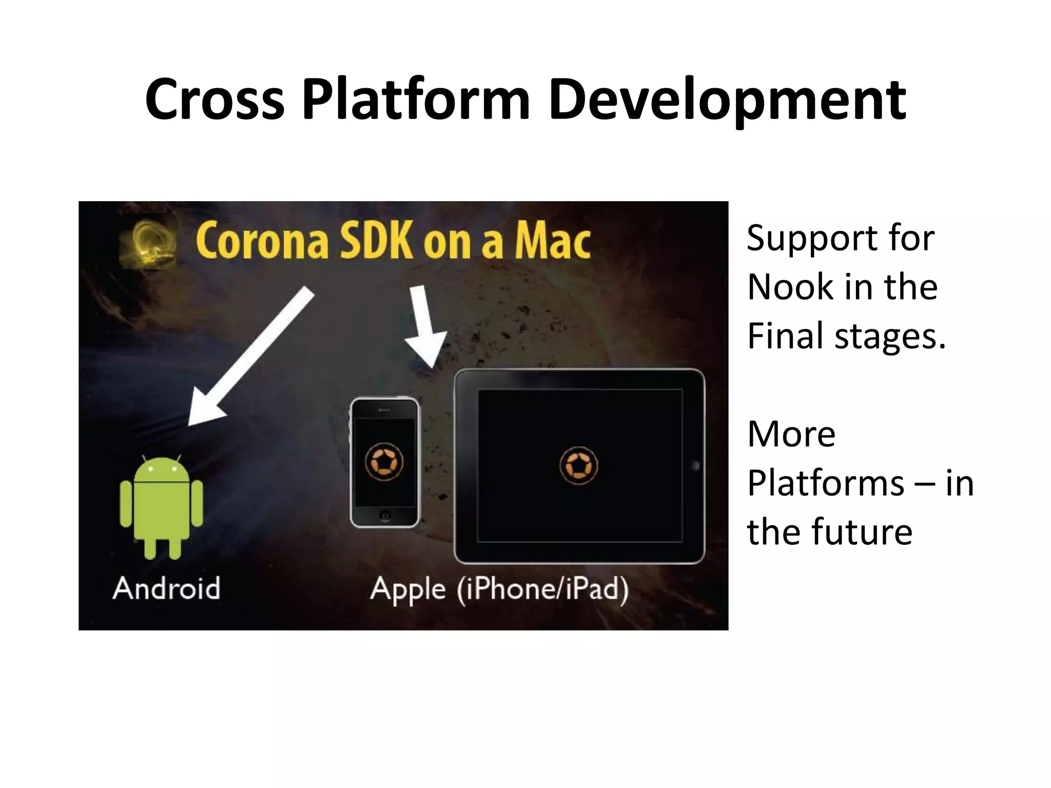 Cross Platform DevelopmentSupport for Nook in the Final stages. More Platforms – in the future