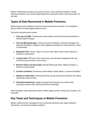 Mobile Device Forensics in Criminal Investigations: Challenges and ...