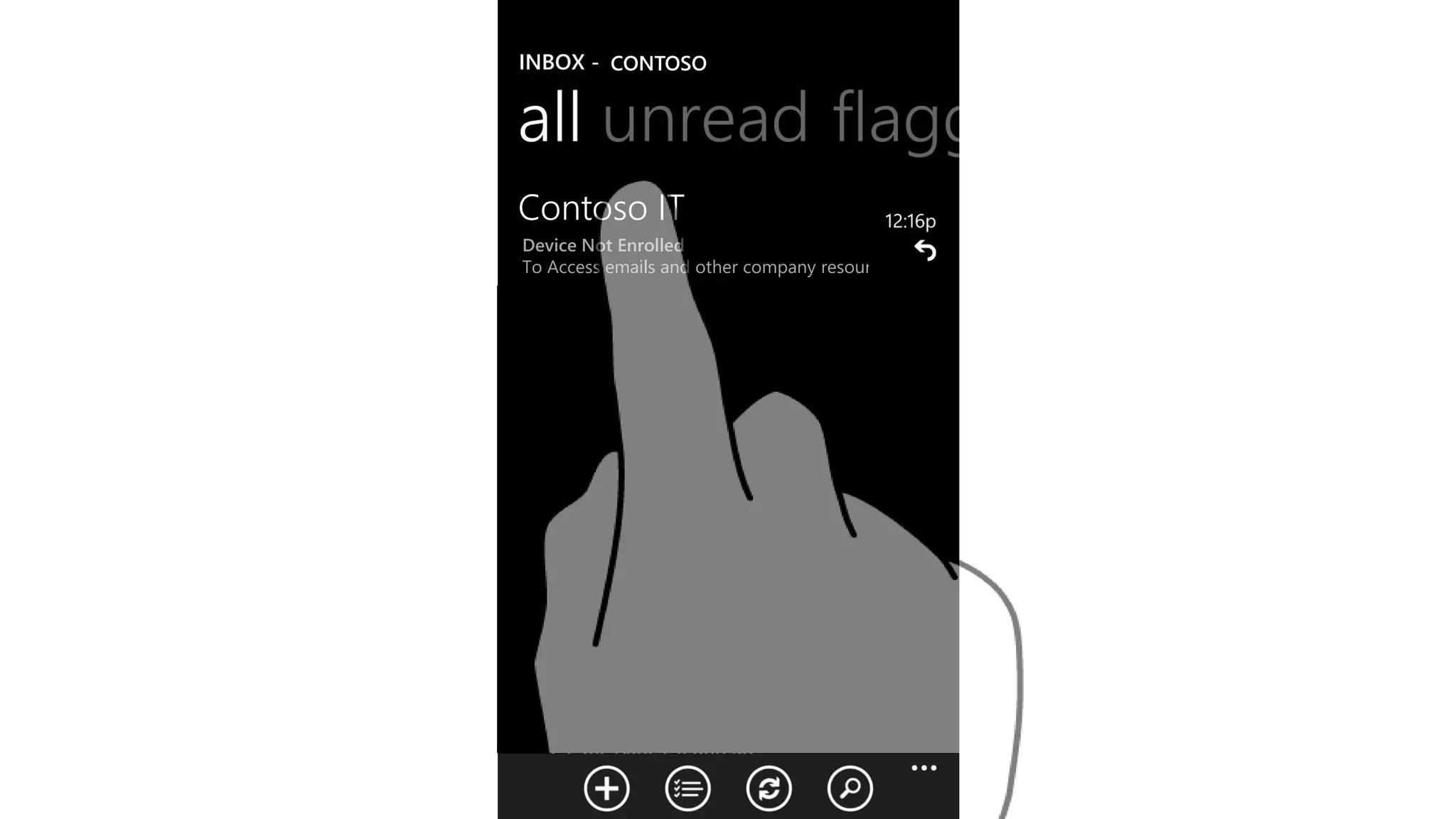 Contoso IT
Device Not Enrolled
To Access emails and other company resources
CONTOSO
 