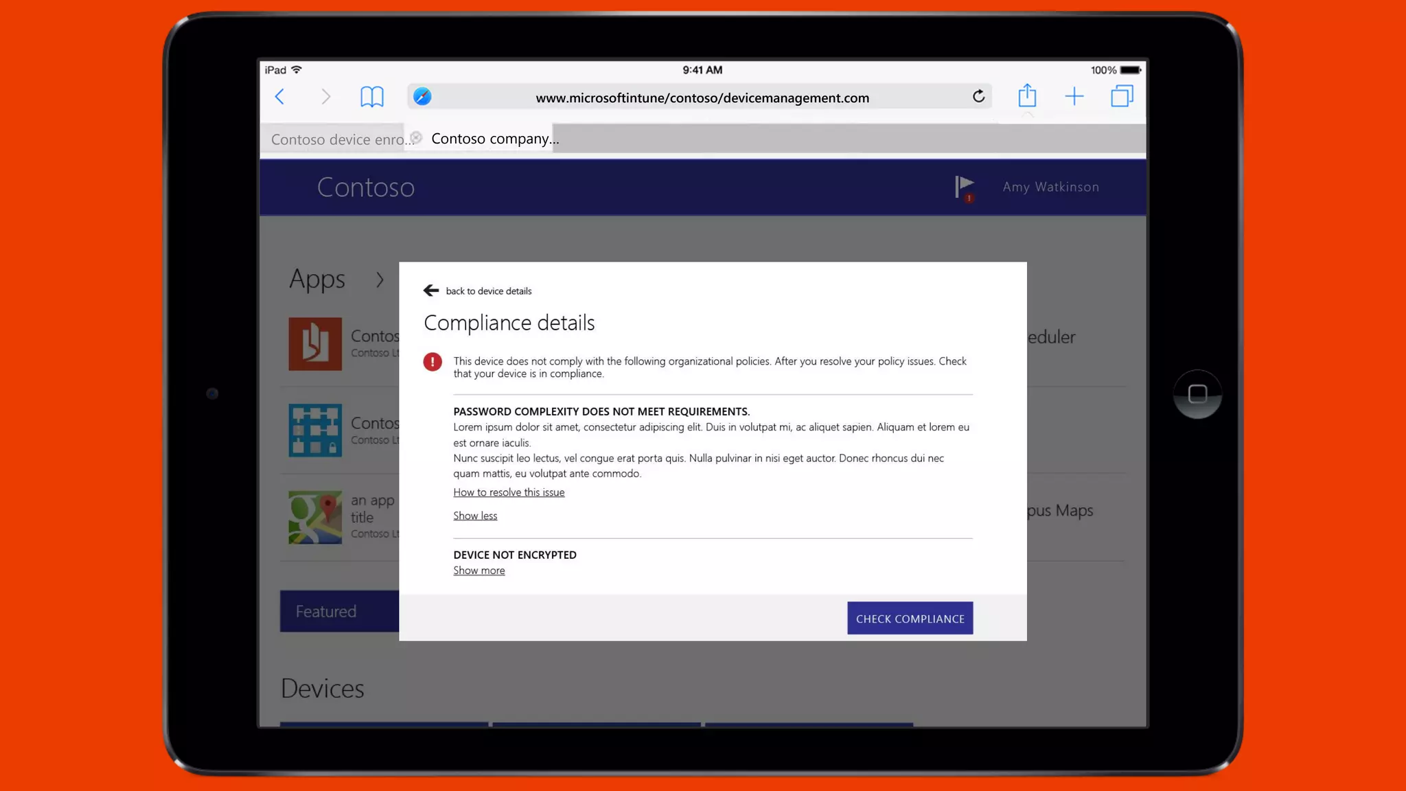 Contoso company…Contoso device enro…
www.microsoftintune/contoso/devicemanagement.com
 
