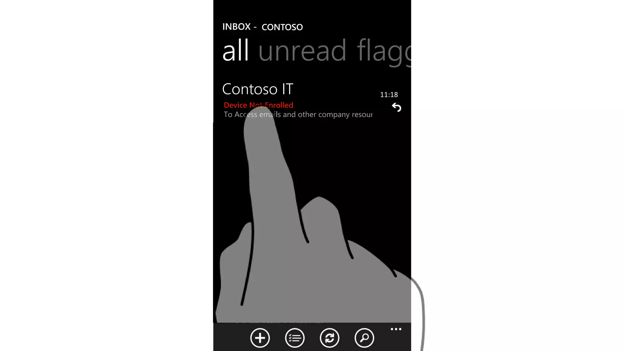 Contoso IT
Device Not Enrolled
To Access emails and other company resources
CONTOSO
11:18
 