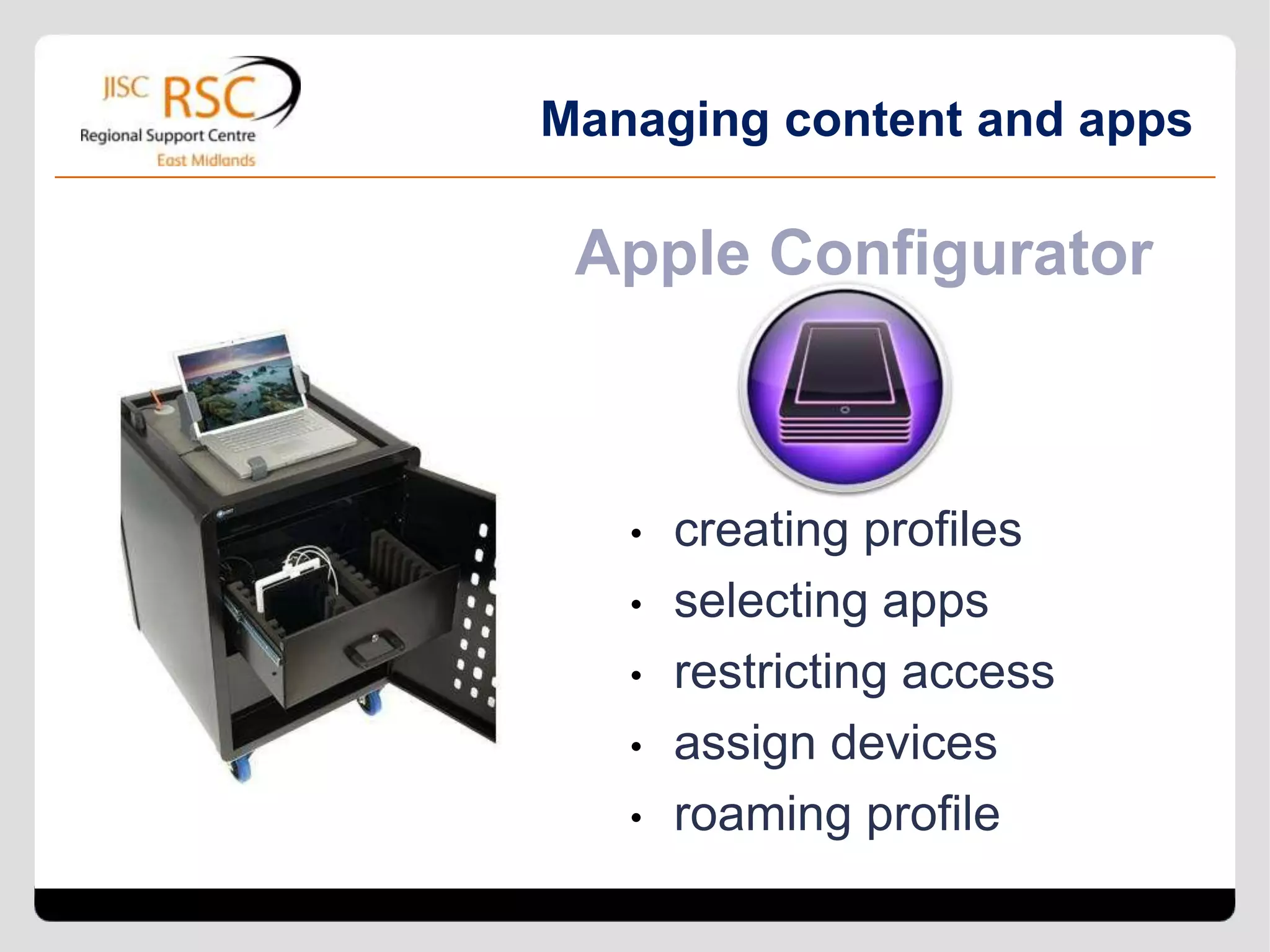 Choosing apps
•   relevance
•   customisation            suggest
                              app

•   feedback                           evaluate
•   thinking skills                      app


•   engagement                                    alternatives
•   sharing
                                                                 Make
                                                                 choice


• Rubrics for evaluating apps
• http://www.avatargeneration.com/2012/09/rubri
    cs-for-evaluating-educational-apps/
 