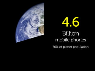 4.6
      Billion
 mobile phones
70% of planet population
 