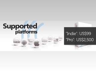 “Indie”: US$99
“Pro”: US$2,500
 